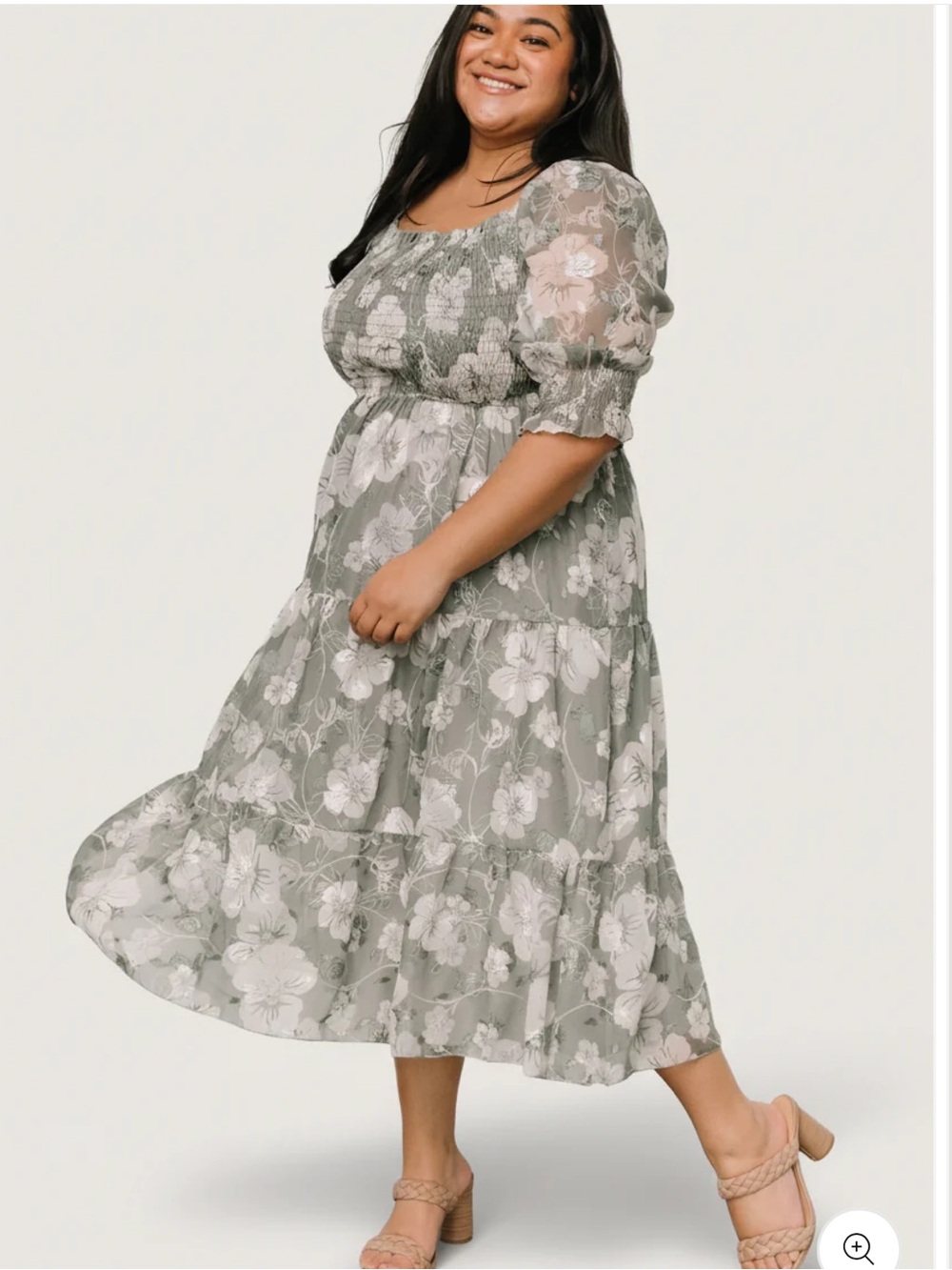 Baltic Born Fabian Jacquard Midi Dress Dusty Sage Green Plus 1X Floral NWT